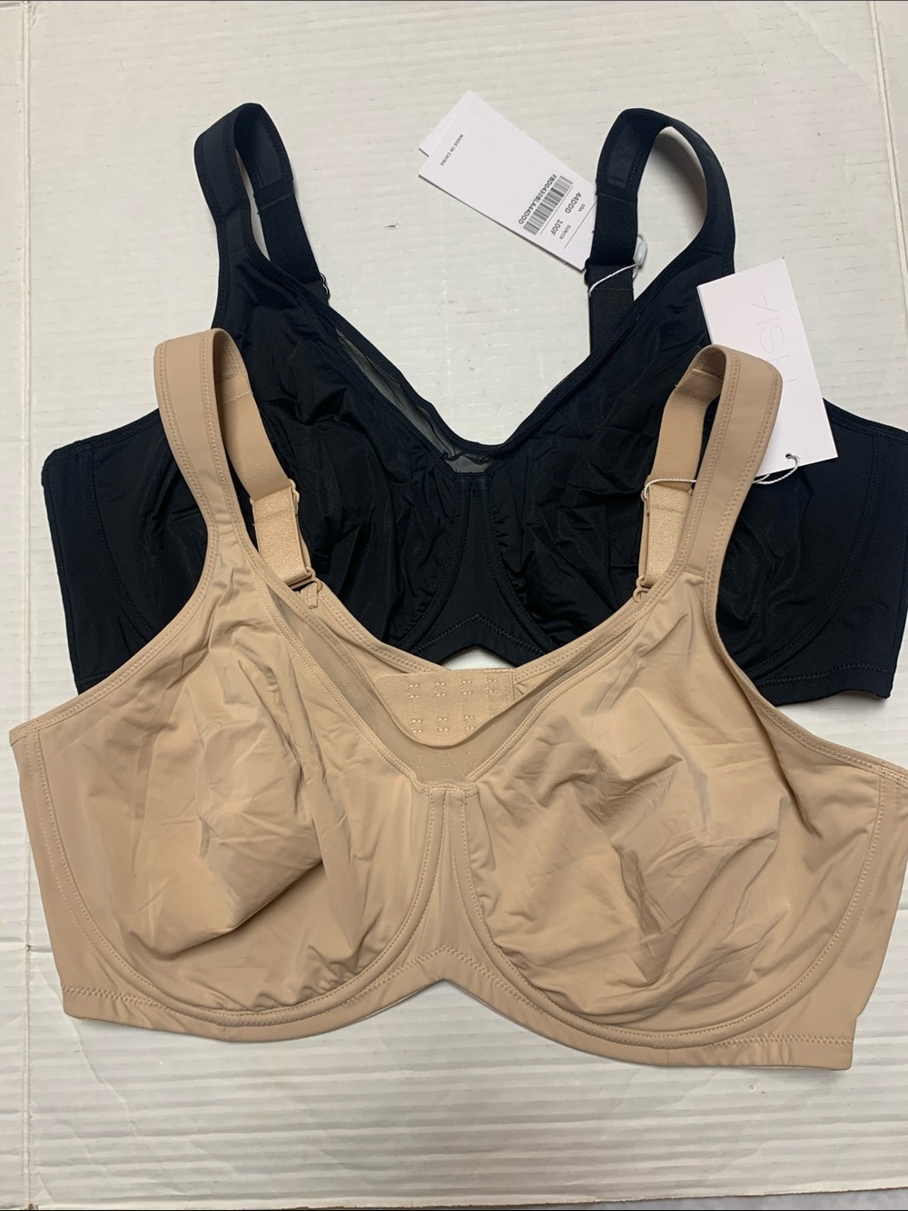 HSIA Unlined Minimizer Bras Lot Of Two Black Nude Underwire Plus Size 44DDD NWT